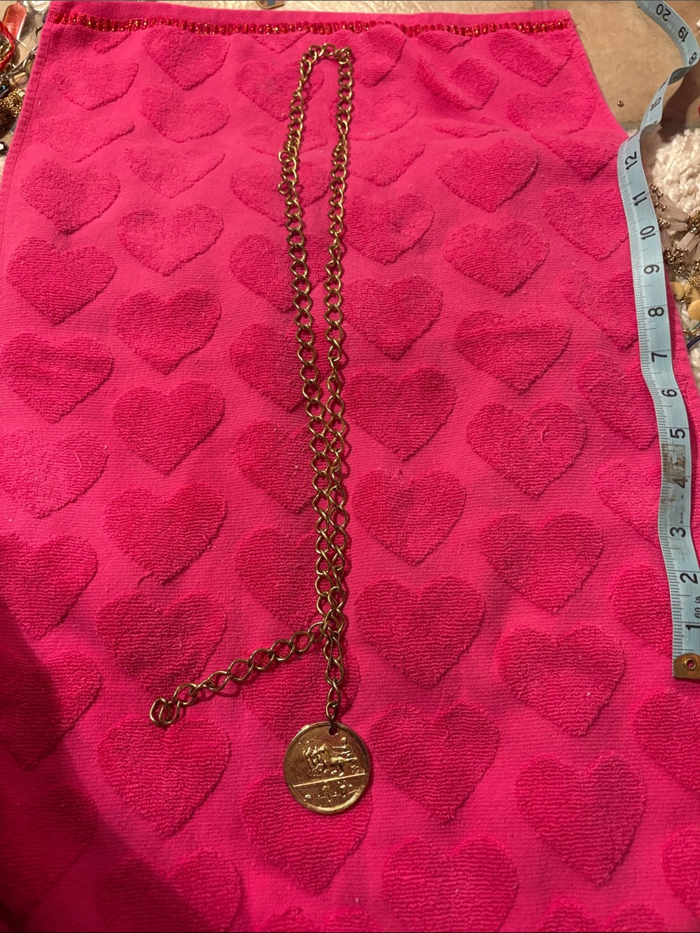 Gold Tone Coin Pendant Chain Necklace or belt!